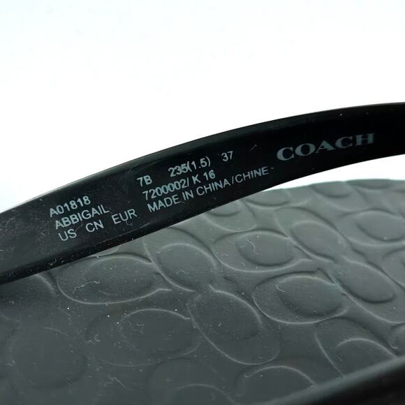 Coach NEW Abbigail Signature Turnlock Black Flip Flop Sandal Rubber Size 7 Gift - Picture 11 of 14